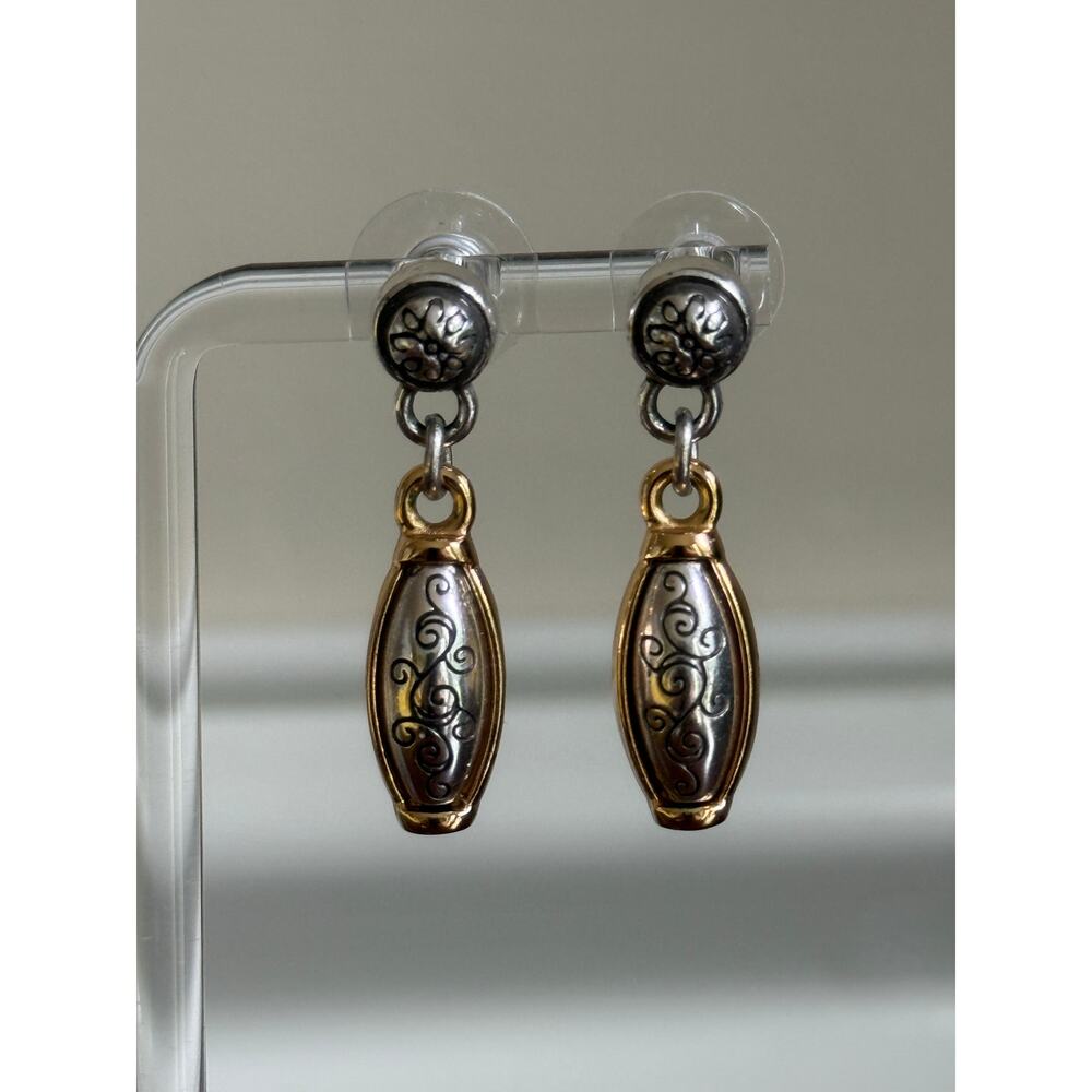 Brighton Penelope Scroll Mixed Metal Scroll Floral Drop Earrings Silver Gold
